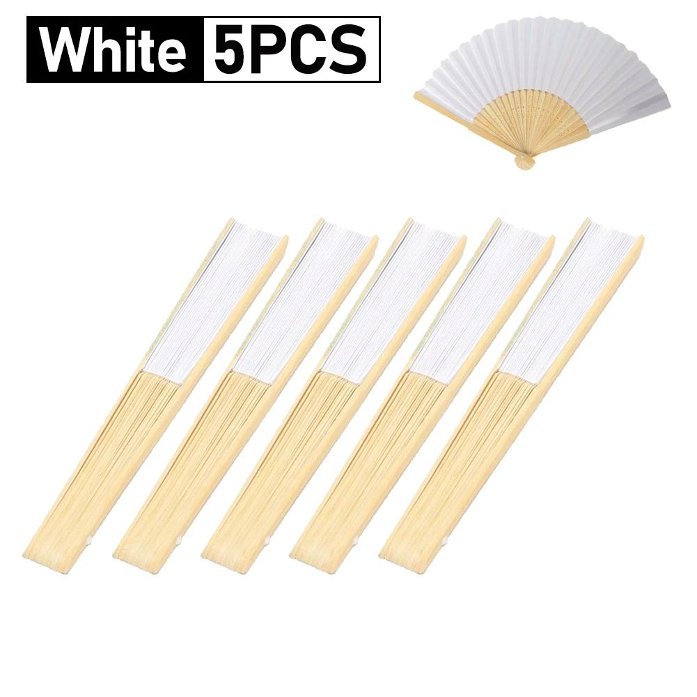 1-20PCS Blank White DIY Paper Bamboo Folding Fan for Hand Practice Calligraphy Painting Drawing Wedding Party Gift Ornament New