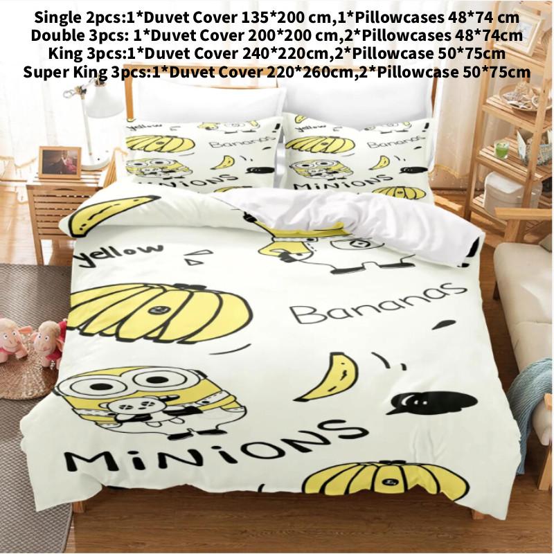 

Duvet Anime Minions Cover Set Comforte Printed Cartoon Twin Christmas Bedding Single(135x200cm) белый