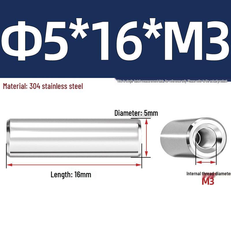 Pin Cilindric din Oțel Inoxidabil 304 cu Filet Interior M4/M6/M8 și Orificiu - Coloană de Suport și Ghidare