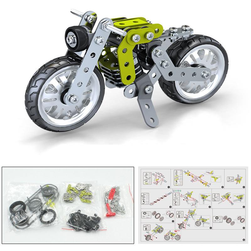 Metal Motorcycle Building Block Set Simulation Screw And Nut DIY Construction Education Assembly Car Model Toy For Boys