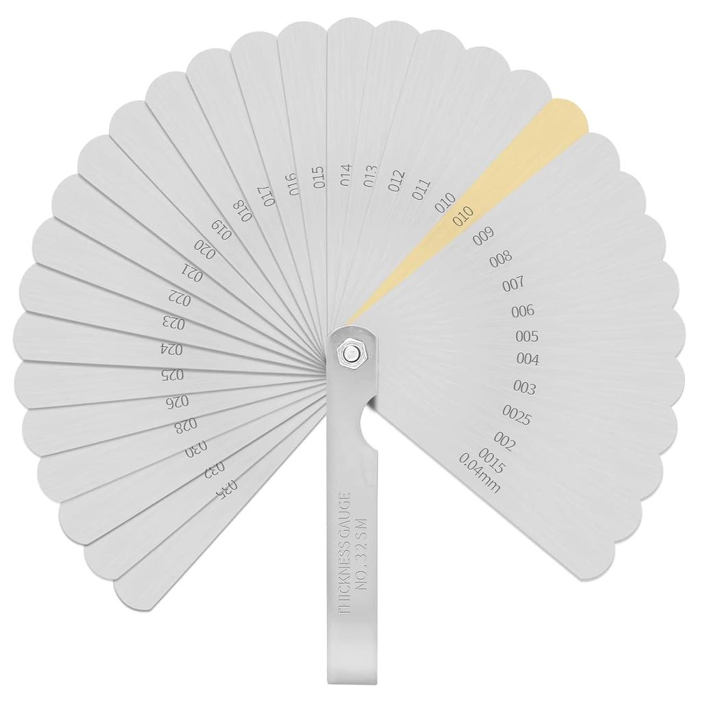 Bivethoi Feeler Gauge 32 Blades 0.05-1mm, Manganese Steel Metric Measuring Tool Set for Gap Thickness, (Length: 3.5" / 89mm)