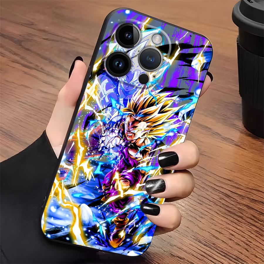 Black Soft Phone Cover Case for iPhone 15 16 14 Plus XR 17Air XS Max 13 12 11 17 Pro Max 7 8 Dragon Ball Son Gohan