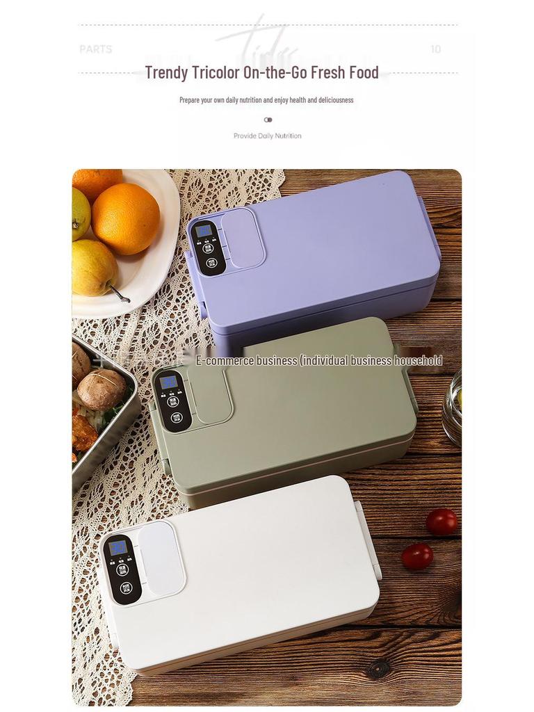 304 Stainless Steel Cordless Heated Lunch Box for Office – Insulated, Water-Free, Self-Heating Bento Box