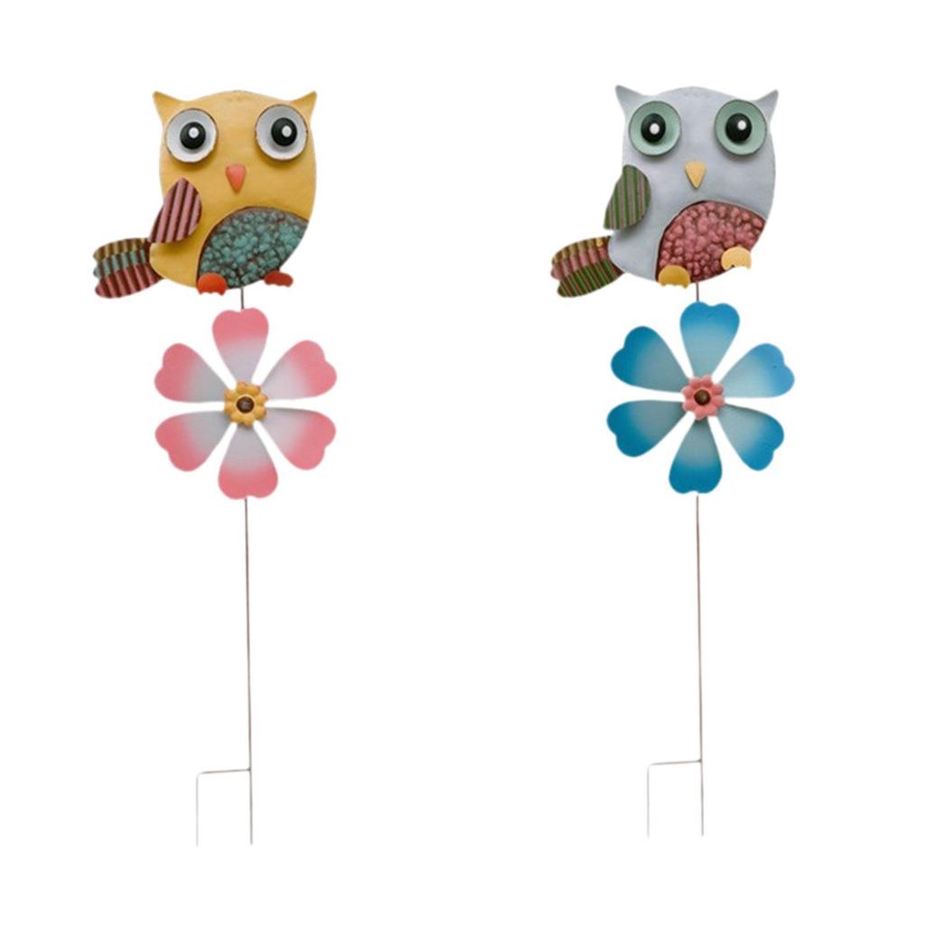Metal Owl Garden Stake Lawn Ornament Art Decoration Owl Garden Decor Outdoor Wind Spinner for Patio Backyard Lawn Outdoor Indoor