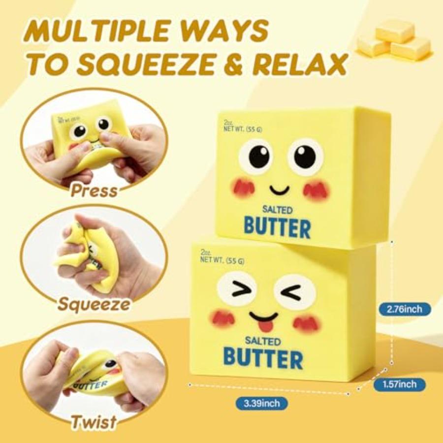 New Upgraded Smile Face Butter Squishy Toys, Slow Rebound Dumpling Squishy, Soft Stretchy Sensory Squeeze Toys, Stress Relief F