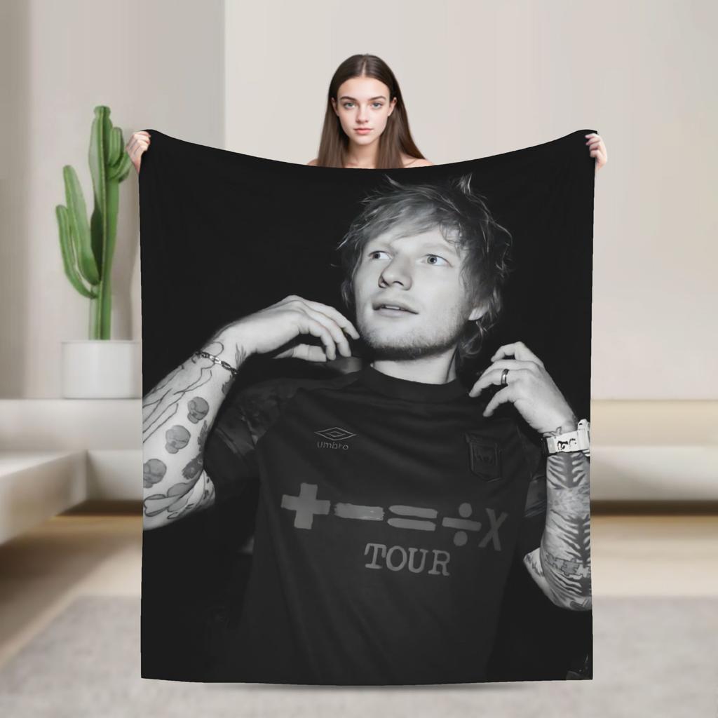 Britský Ed Sheeran hlava Písně Deku Měkká Teplá Street Trend Plyšové Lůžkoviny Přehozy Pro Venkovní Piknik Flanelové Povlak na Postel Pokrývku Postele