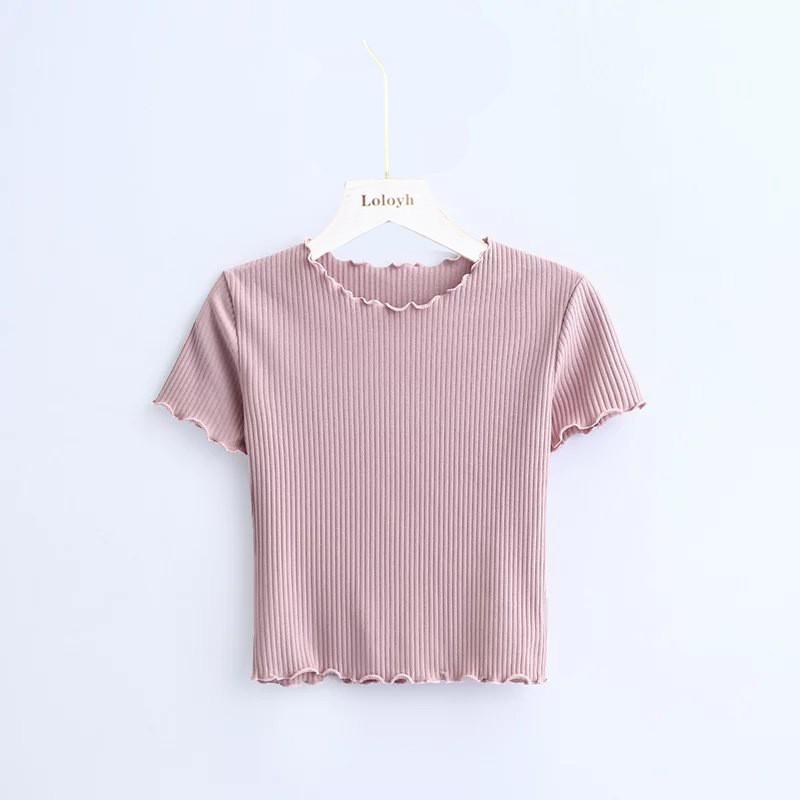 Women's Slim Fit Ice Silk Ruffled Crop Top
