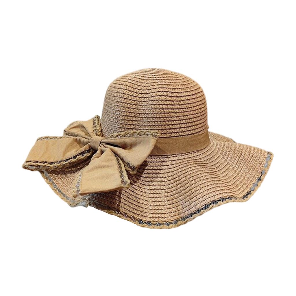 Women's Summer Fashion Sun Hat Large Brim & Bowknot Design Summer Sun Hats for Travel Holiday Beach Travelling
