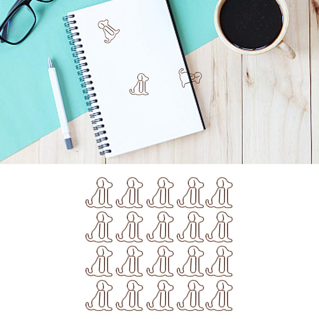 20pcs Shaped Paper Clips Animal Dog Shapes Gold Light Portable Fun Organizing Metal Clips for D