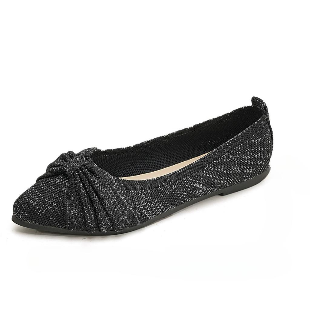 Large-sized Fly-knit Breathable Flat Single Shoes for Women with A Shallow Toe for Lazy Women