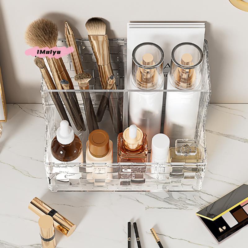 M-Light Luxury Transparent Desktop Organizer Box Multi-grid Large Capacity Makeup Storage Remote Control Holder Cosmetic Box