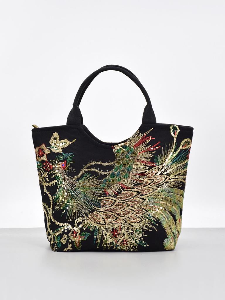 Yunnan Ethnic Sequin Embroidered Canvas Tote Bag