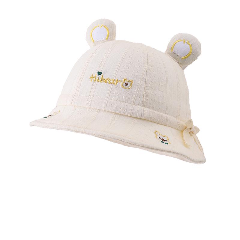 Unisex Pure Cotton Baby Bucket Hat - Spring/Summer Sun Protection with Cute Embroidery