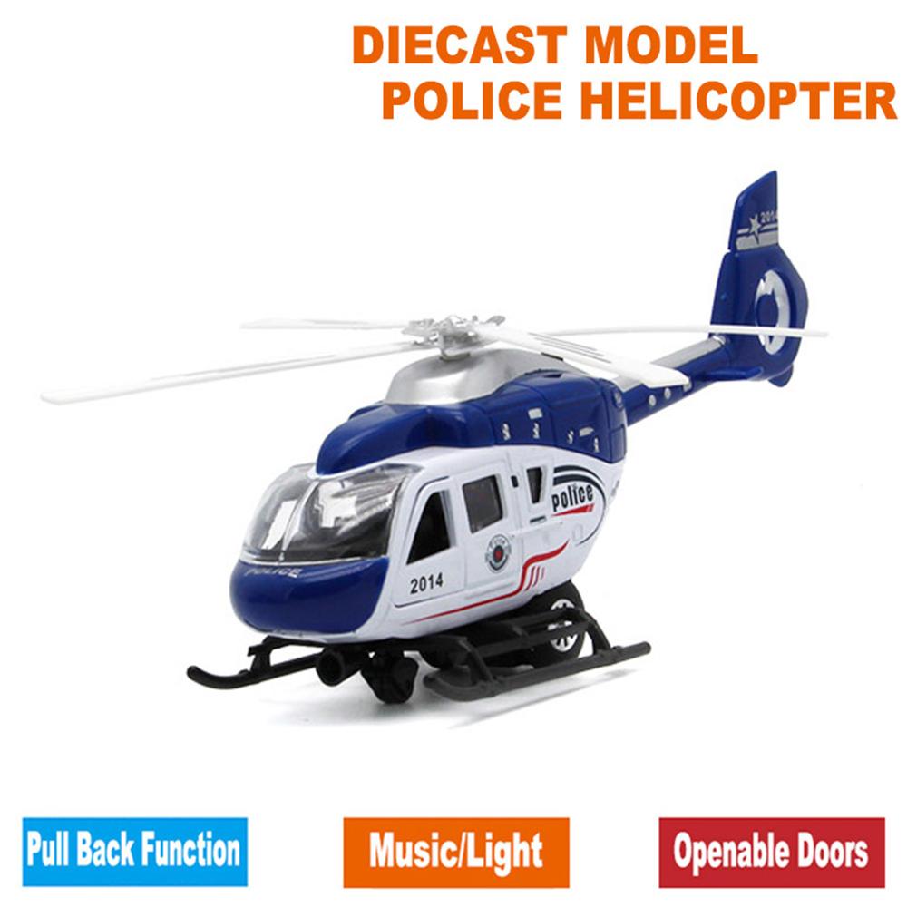 Elicottero Diecast 1/32 Polizia, Elicottero Comando Sicurezza Pubblica, Modello Aereo in Scala, Giocattoli per Bambini Regalo con Funzione a Retrocazione/voce/luce
