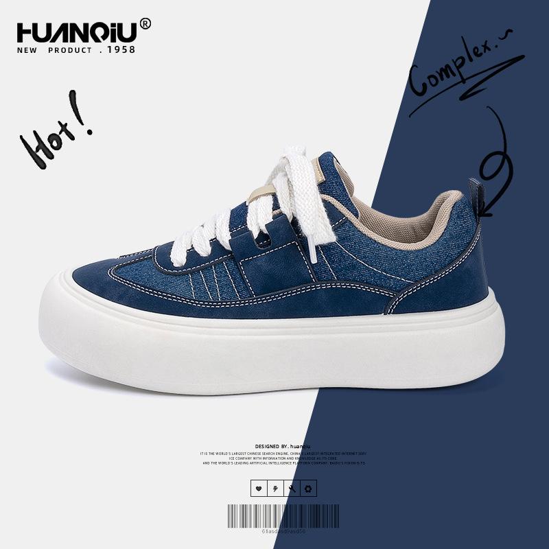 

Мужские весенние туфли Global board shoes ZHQ68220N, новые универсальные маленькие белые туфли, увеличивающие высоту, парусиновые туфли, повседневная спортивная обувь 44 джинсовый синий