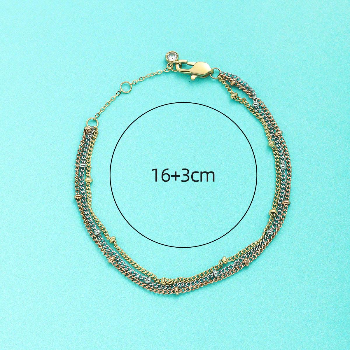 

CARLIDANA Elegant Rose Gold Silver Plated Stainless Steel Bracelet Three Layered Bracelet Fashionable All-purpose Chic Bracelet золотий