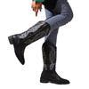 Grobblockabsatz Western-Cowboystiefel Herbst und Winter neu bestickte Ritterstiefel Retro Innenhöhenerhöhung mittelhohe Schaftweite Martin-Stiefel Damen