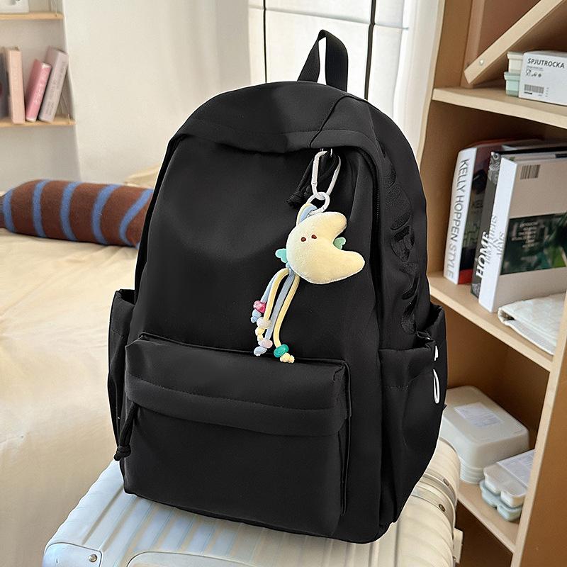 Schoolbag, Japanese-style INS simple and versatile soft girl backpack, high school looks, trendy backpack