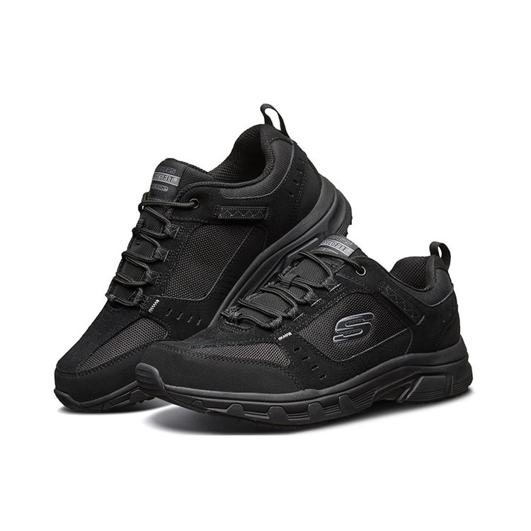 Skechers Lace-Up Shock Absorbing Non-Slip Durable Low-Top Running Shoes Men sneakers Black 51893-BBK