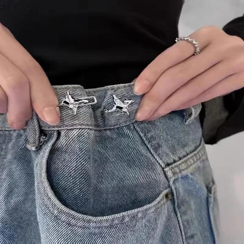 Neue Y2K Stern-Clips für Hosen Hosen-Pin Einziehbarer Knopf Loser Knopf für die Taille Für Jeans Feste Taillenschnalle