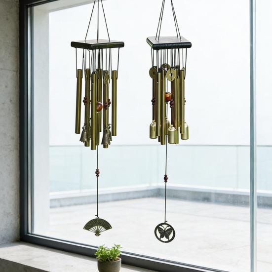 Wind Chime for Outside Butterfly/Horse/Fan/Ship Metal Tube Windchime for Patio Yard Porch Hanging Decoration Housewarming Gift for Men Women