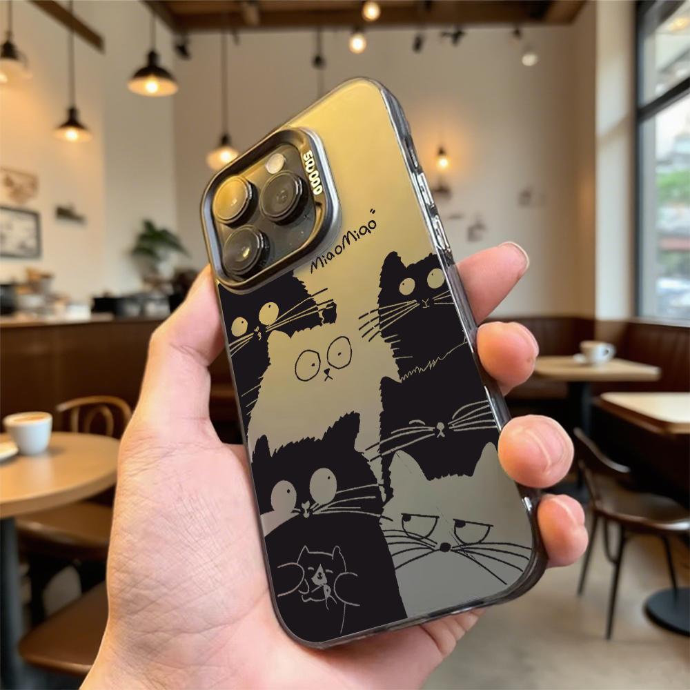 Cute Cats Pattern Shockproof Phone Case for Iphone 16 15 14 13 12 11 Pro Max/Mini Anti-Scratch Premium Hard Cover
