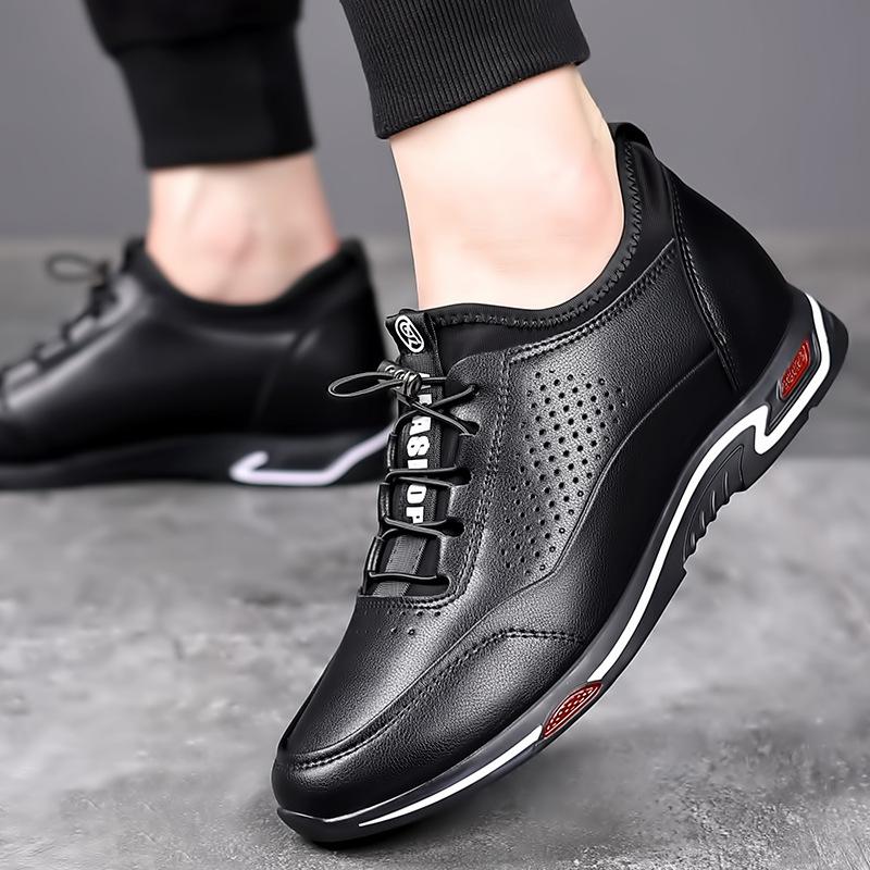 Breathable inner heightening shoes leather shoes invisible 6cm men's leather 8cm hole sports small casual heightening shoes men