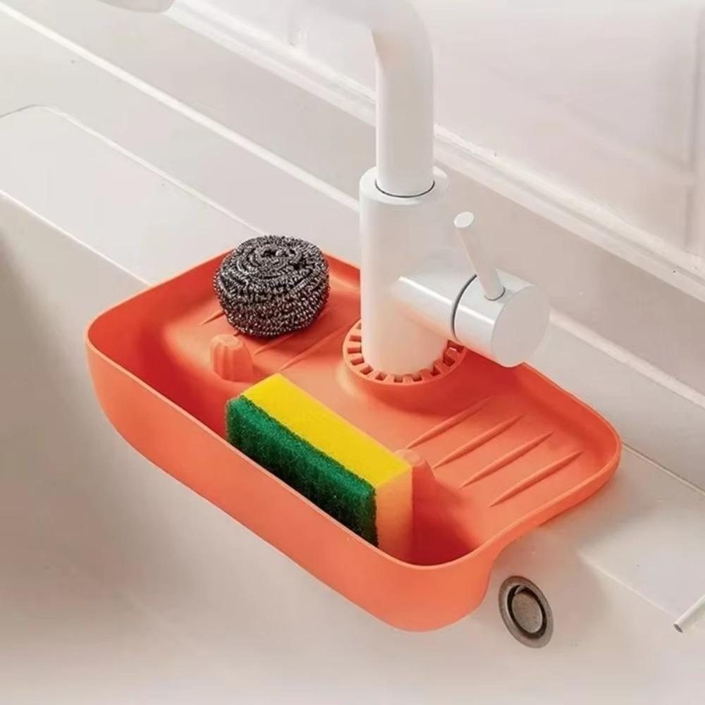 Water Collecting Pad Silicone Sink Drain Rack Splash Proof Kitchen Sink Shelf Organizer