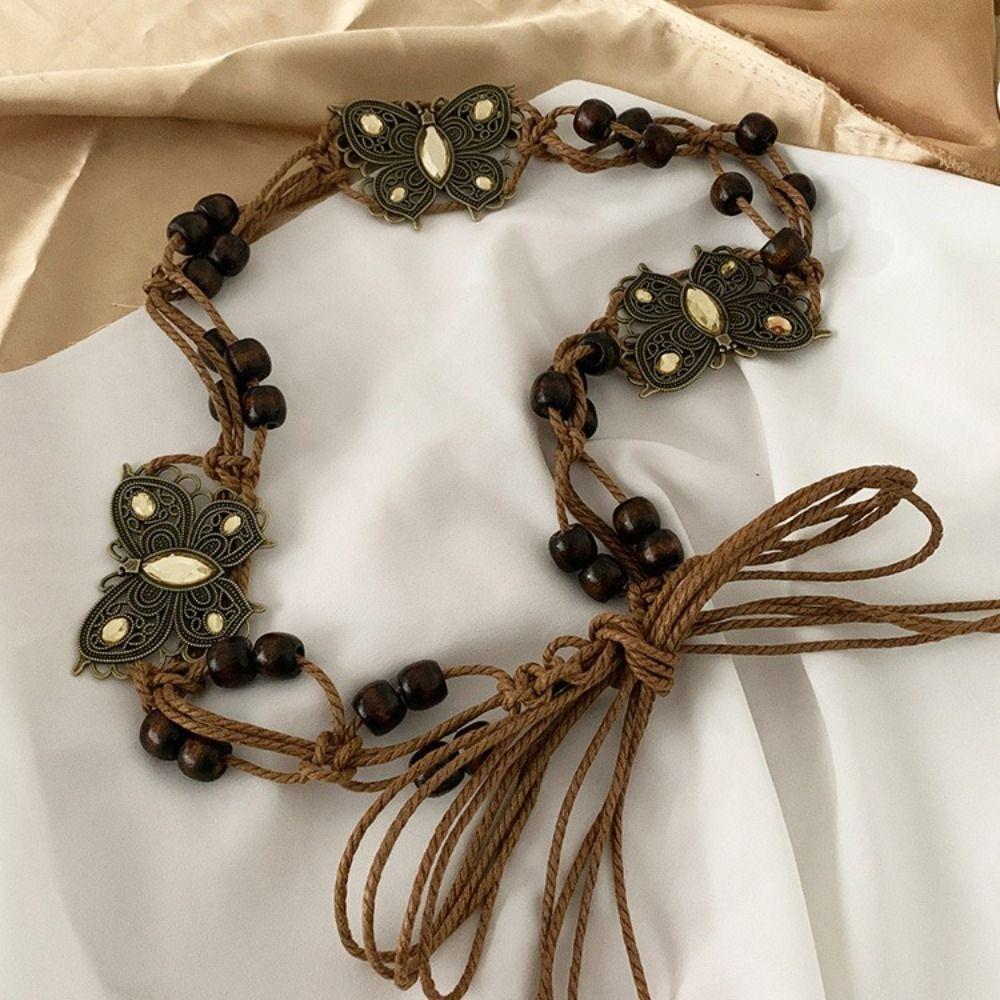 Butterfly Tassel Waist Chain Alloy Flower Bohemian Belt Trendy Bohemian Belt  Dress Decoration