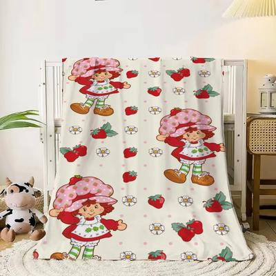 Koc Mikrofibrowy Strawberry Shortcake Rozmiar Królewski Designerski Koc Rzutowy na Sofę Luksusowe Kocy do Wnętrza Domu dla Dorosłych na Kolana