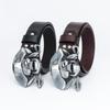 Lotte Junsen Men's Casual Leather Belt with Harley Motorcycle Buckle