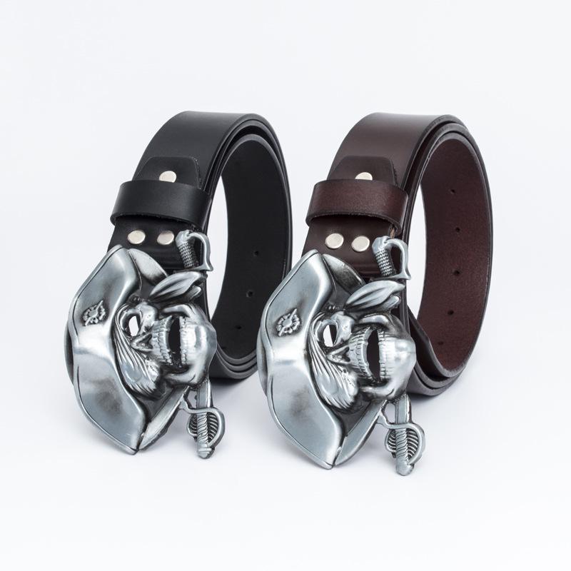 Lotte Junsen Men's Casual Leather Belt with Harley Motorcycle Buckle