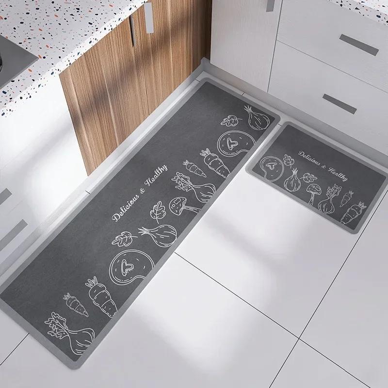 Kitchen Floor Mat Pvc Waterproof Carpet Non-slip Foot Mats Leather Oil Proof Carpets Long Rug Black Plaid Home Decoration Rugs