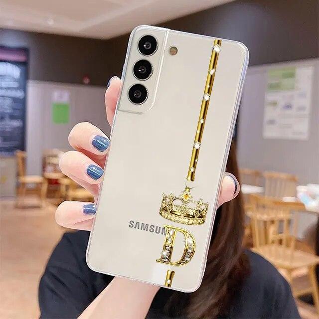 

Прозрачный чехол для Samsung Galaxy S22 S20 FE S21 S23 S10 S9 Plus Note 20 Ultra 10 Lite 9, корпус из ТПУ, розовое золото, 26 букв ABC Samsung S21 Ultra 5G