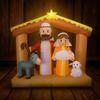 5.9FT Xmas Yard Decorations Inflatable Christmas Nativity Scene Decor Holy Family Donkey Lamb LED Christmas Ornament Gifts Toy