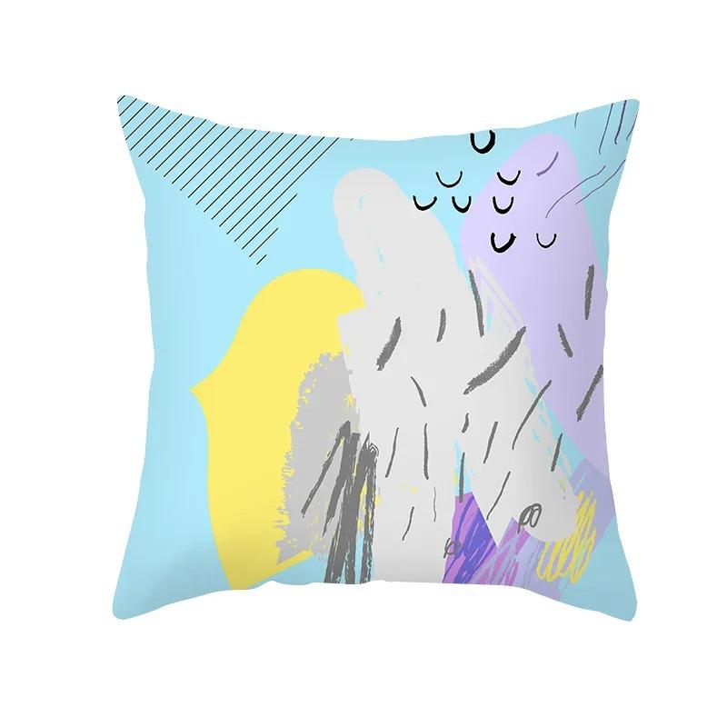 Pink Blue Abstract Decorative Pillowcase Office Living Room Car Ornaments Home Pillowcase