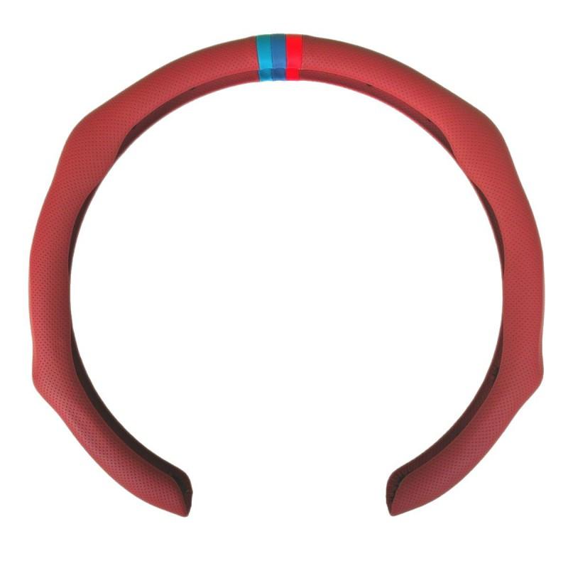 Universal 38cm Steering Wheel Cover BMW Sport Style Nappa Leather Anti-Slip Sweat Absorbent All Season