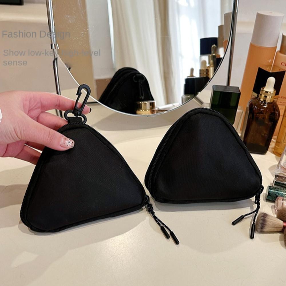 Multi-functional Triangle Coin Pouch Zipper Lipstick Storage Bag Simplicity Cash Wallet  Women