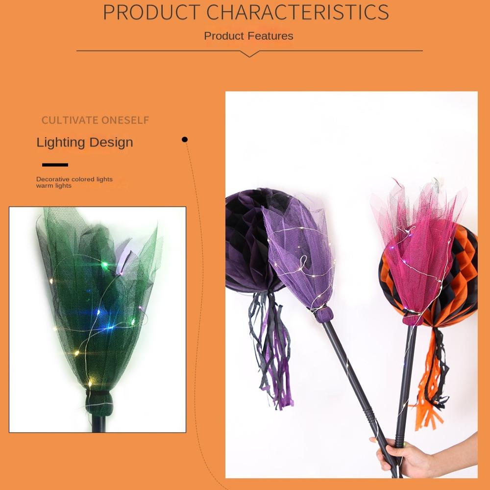 Halloween Party Witch Broom Kids Plastic Cosplay Flying Broomstick Props For Masquerade Halloween Cosplay Costume Accessories