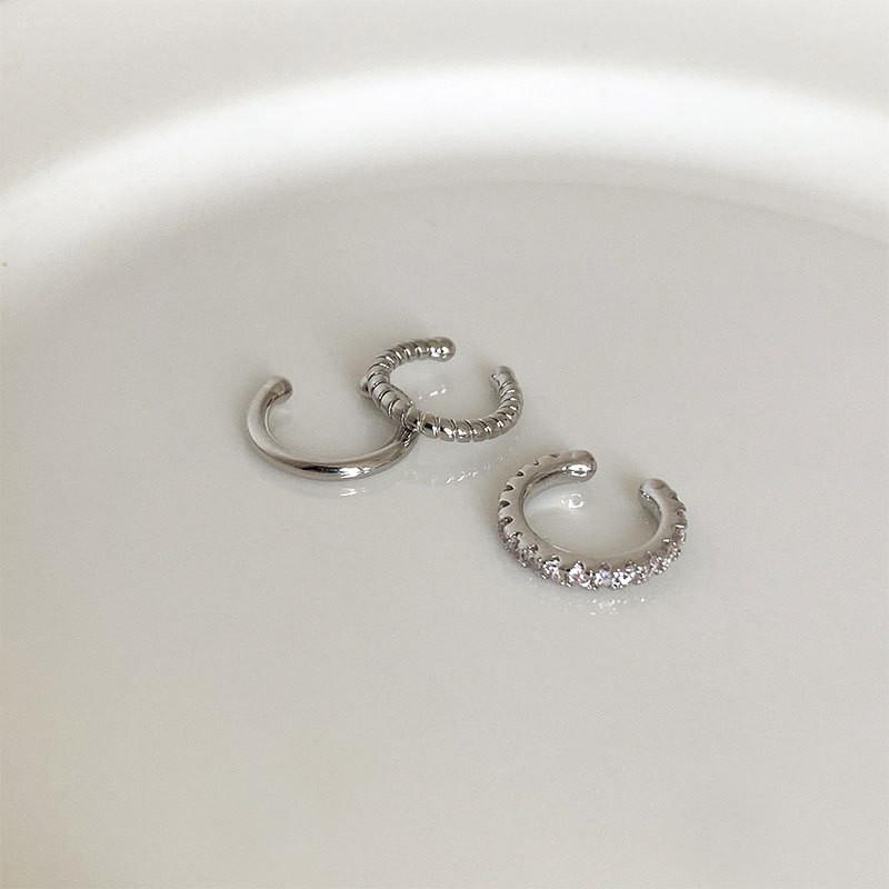 3 Layers Fashion Crystal Clip Earrings for Women Girls Minimalist Metal C-shaped Fake Piercing Ear Cuff Ear Jewelry Gifts