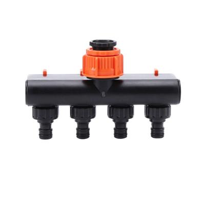 New Diverter 4-Way Faucet Water Distributor PVC with Switch Four-way Valve Joint Four Outlets Irrigation Valve