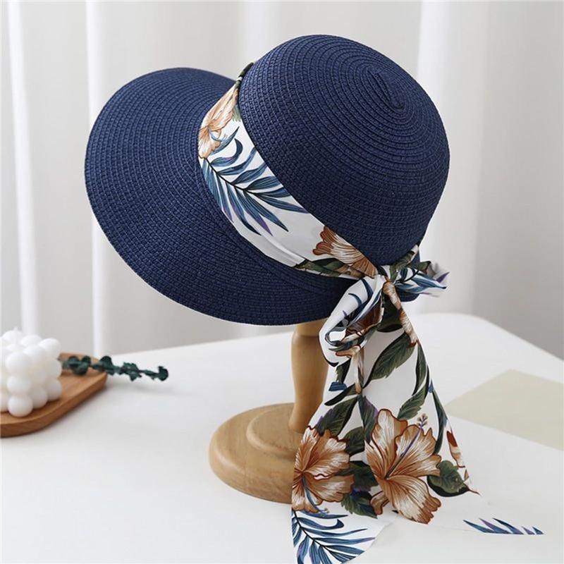 1Pc Women Sun Floppy Roll Up Wide Brim Beach Hat Foldable Summer Straw Hats