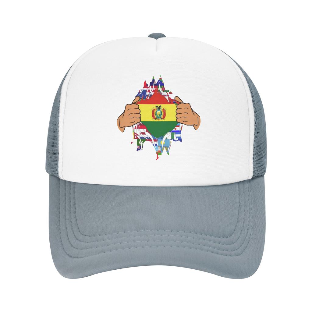 Pride of Bolivia Flag In My Heart Custom Mesh Baseball Caps For Womens High-end Male Beach Golf Hat Snapback Cap