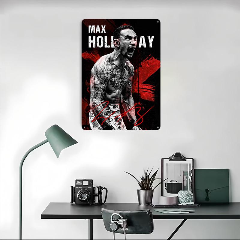 Max Holloway Fighter Portrait Printed Poster Customized Wall Art Retro Vintage Metal Tin Signs for Room Decoration Bedroom House