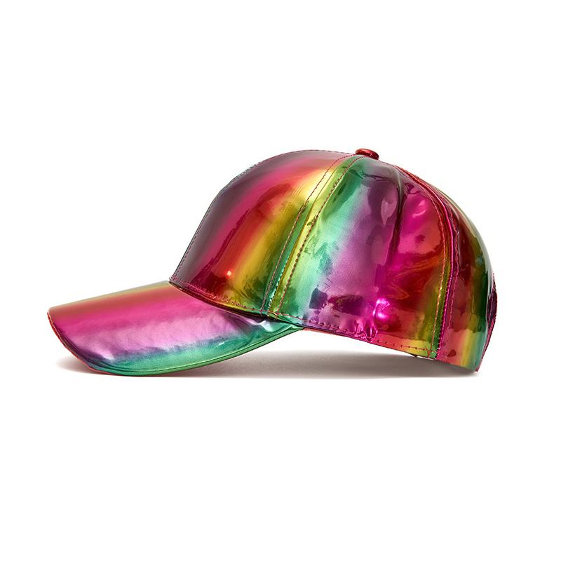 Holographic Rainbow Baseball Cap Shiny Metallic Snapback Hat for Men Women Party Festival