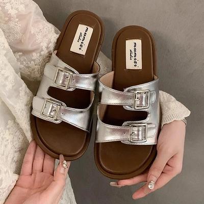 2024 Female Shoes Slippers Women Summer Low Slides 2024 2024 Luxury Flat Rubber PU Shoes Ladies' Slippers Low Luxury Slides Slipe