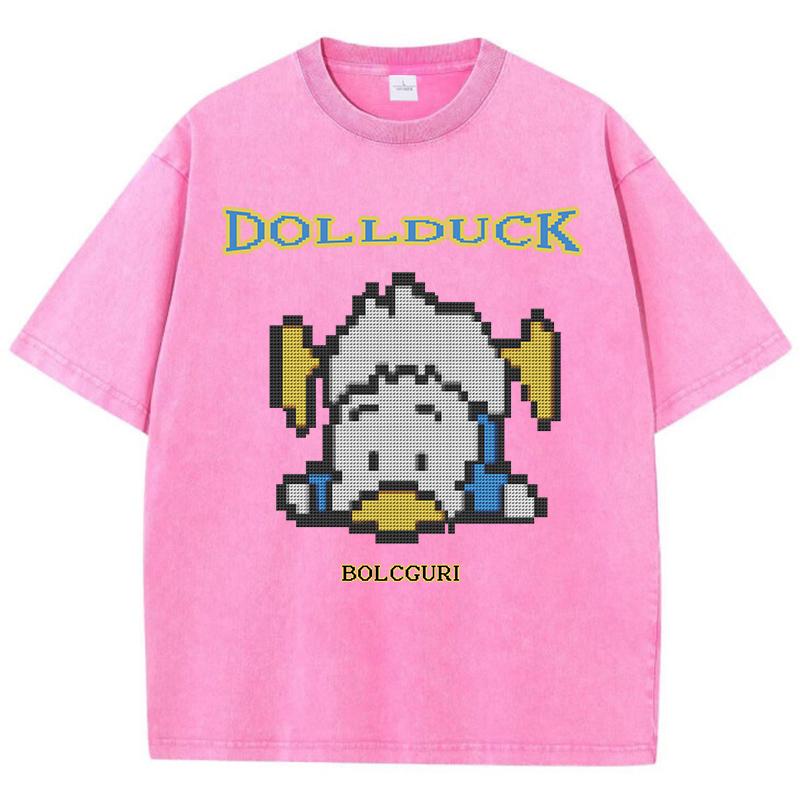 

Dollduck Дизайн Мультфильмов Мужская Уличная Одежда Выстиранная Дышащая Футболка с Коротким Рукавом Модная Летняя Прохладная Мужская Футболка 3XL