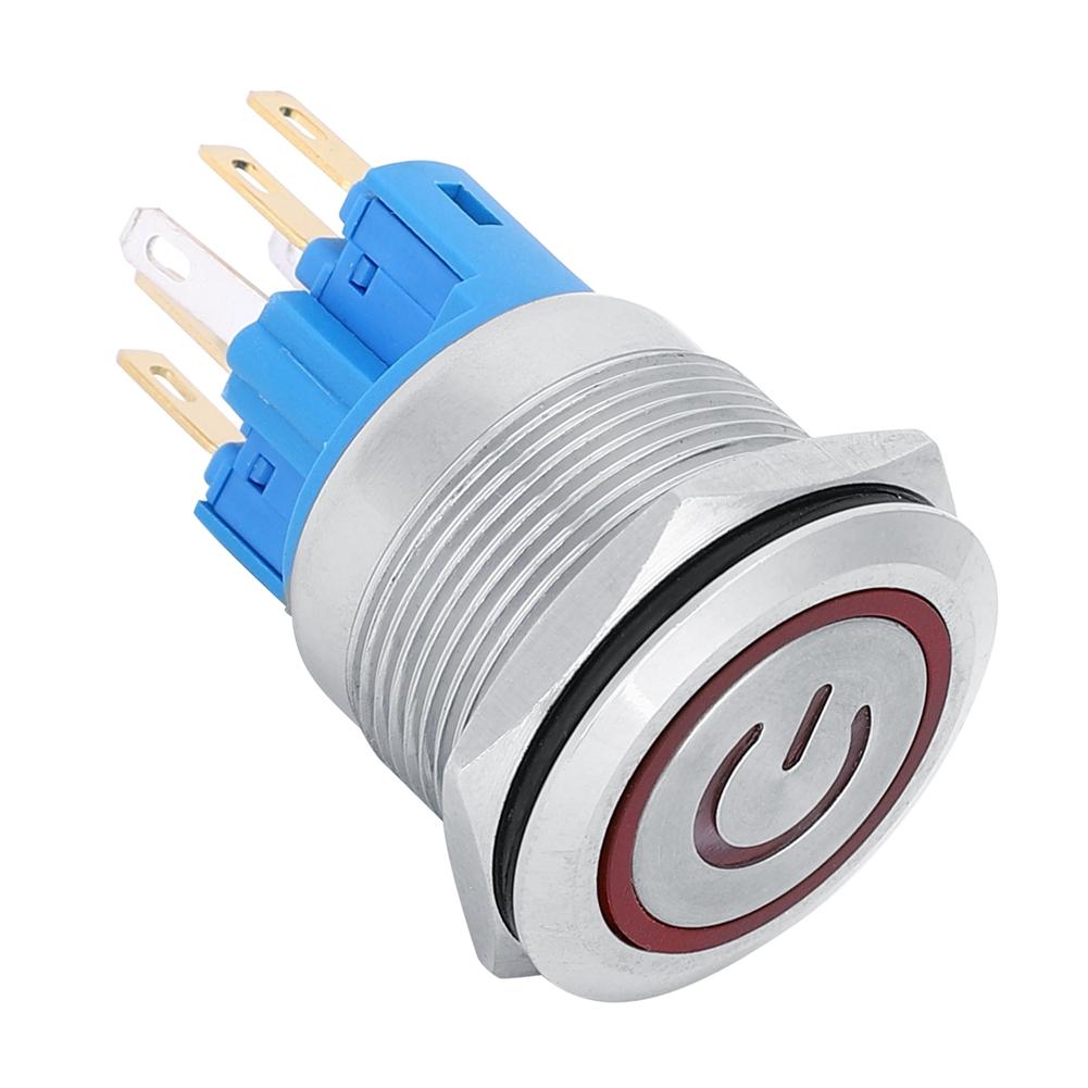 2Pcs DC3 6V 22mm 6 Pin Push Button Switch Stainless Steel Reset Button Switch with Sign