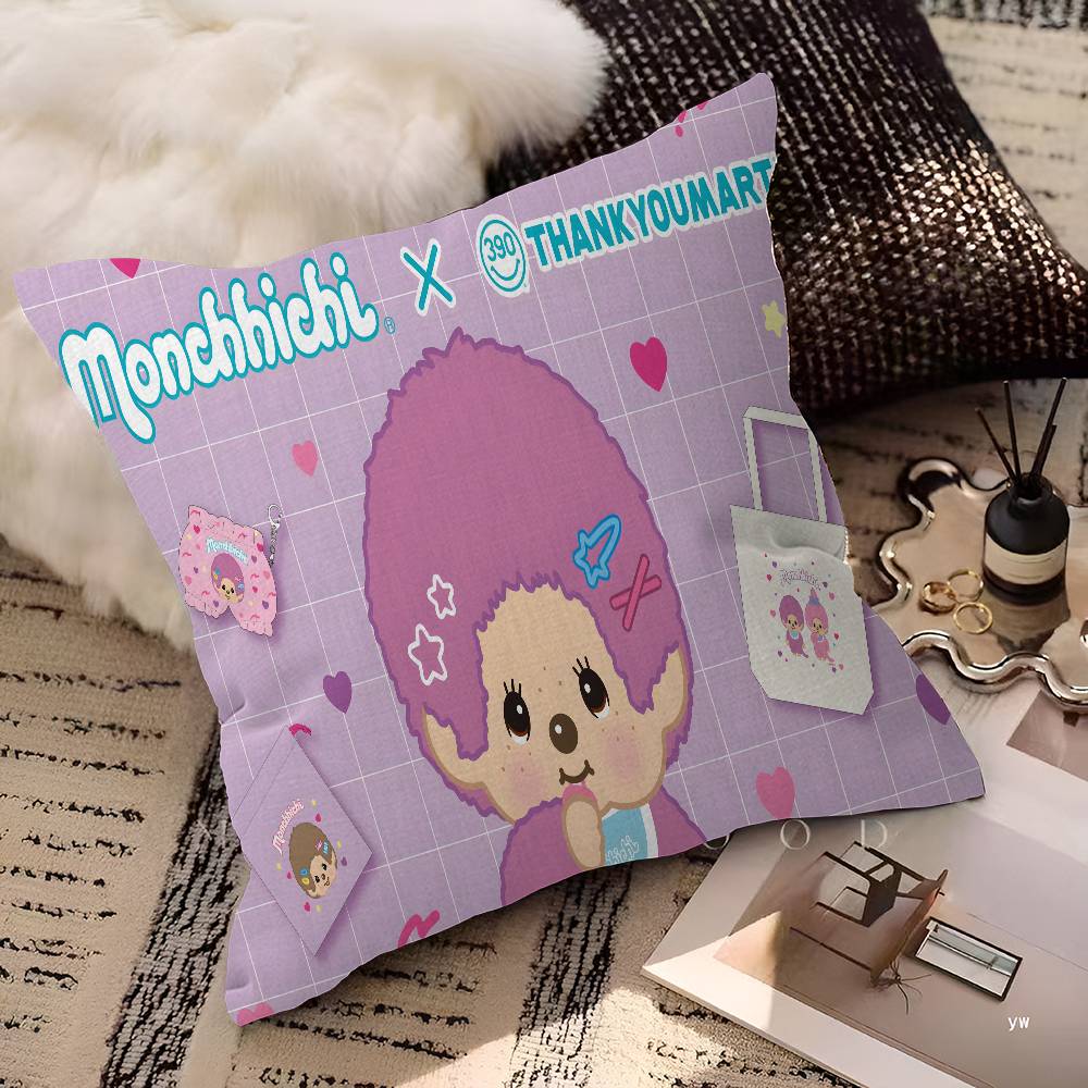 Cartoon MMMonchhichis Anime Personalized Pillow Dust Cover Bedroom Kids Party Decoration Pillowcase Birthday Children Gift