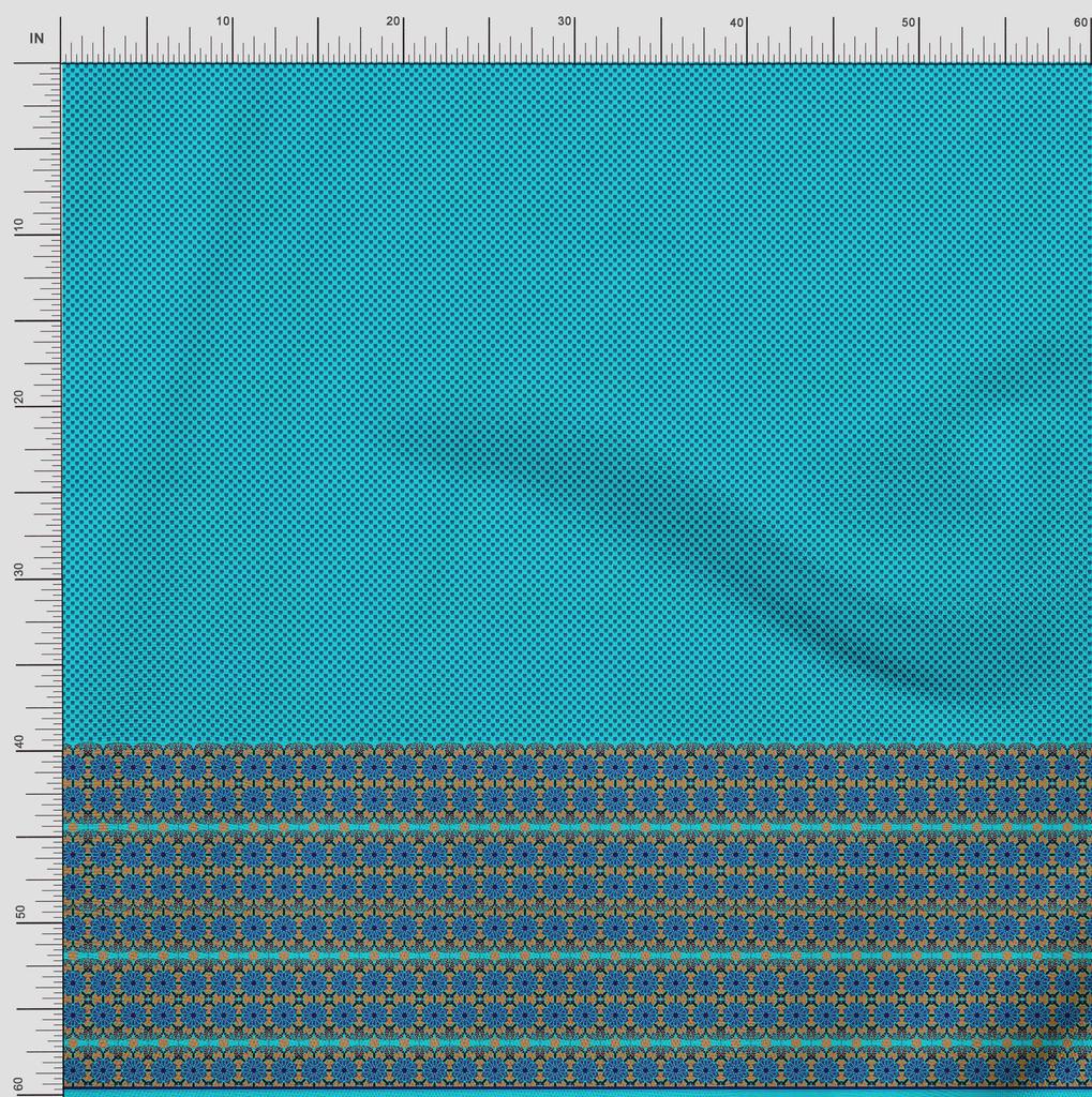 Soimoi Japan Crepe Satin Fabric Mandala & Shield Symbol Panel Printed Craft Fabric by the Metre 42 Inch